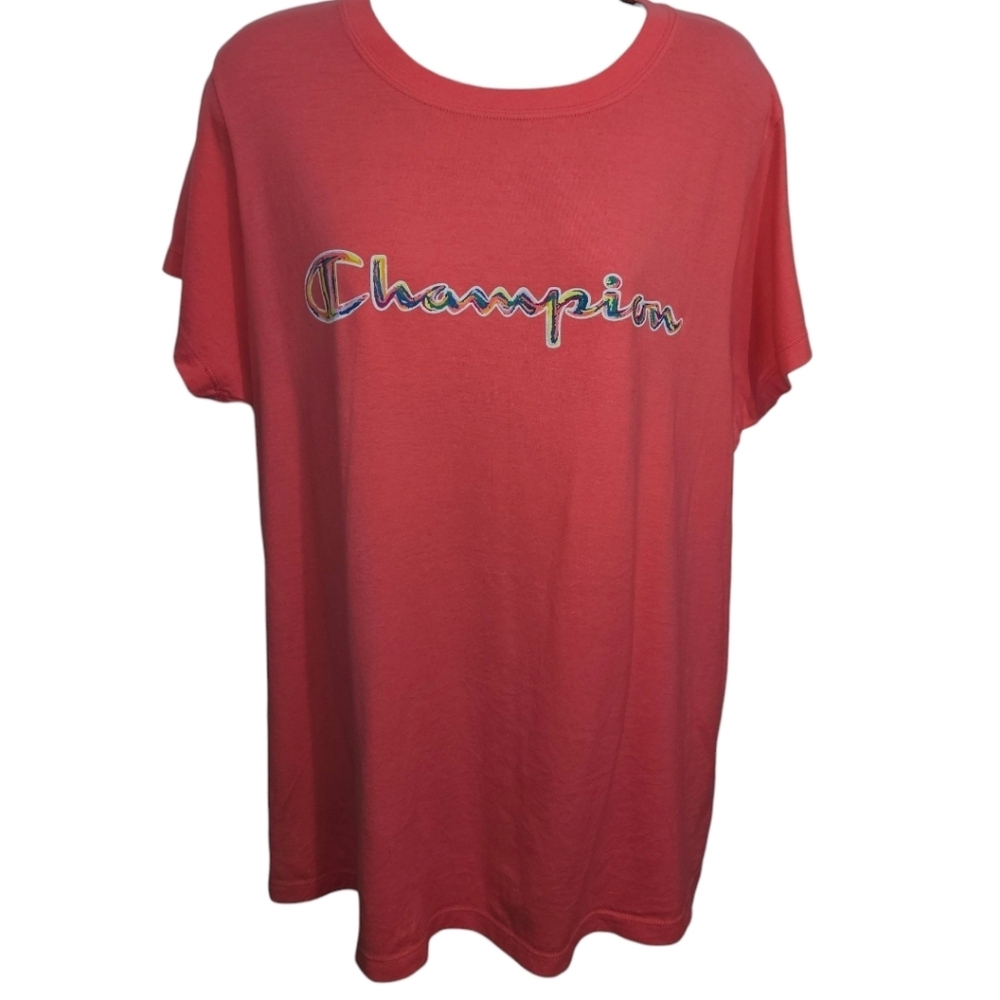 Champion Authentic Athletic Wear Classic Brush Script Logo Short Sleeve Top